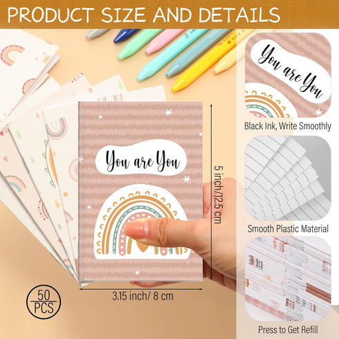 Ctosree 50 Pack Inspirational Gifts Rainbow Pocket Notepad Notebooks Motivational Ballpoint Pens Inspirational Mini Journals Bulk Camp Stationary for Girls Boys Student Back to School Gifts by Ctosree
