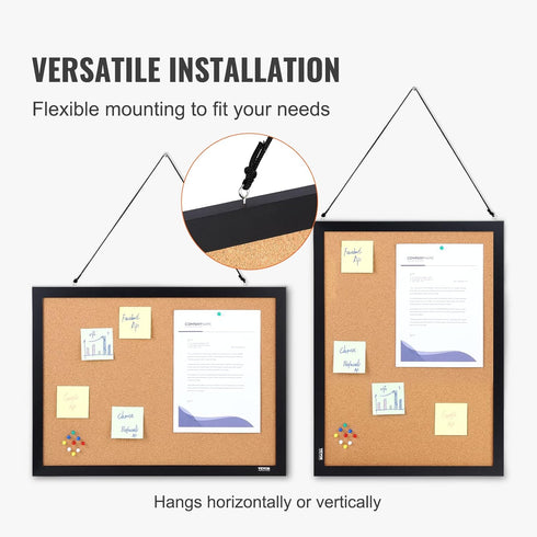 VEVOR Cork Board for Walls, Double-Sided 24'' x 18'' Bulletin Board with Framed for Office Home