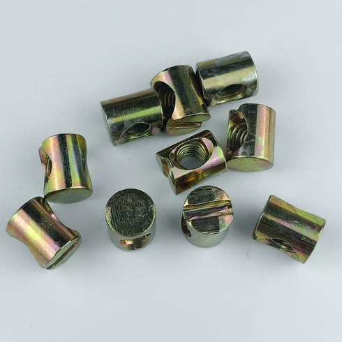 SUUJI 10 M6x10mmx12mm M6-1 M6 PCS Metric Barrel Nuts,for Bolts Cross Dowels Slotted Nuts Baby Bed Crib Screws Hardware
