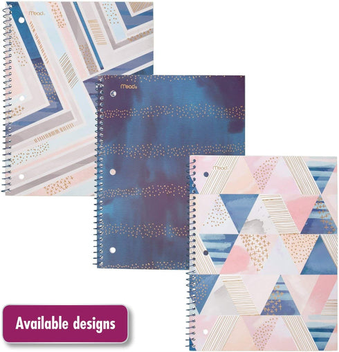 Mead Spiral Notebook, 1 Subject, 70 Sheets, College Ruled Paper, 10-1/2" x 7-1/2", Shape It Up, 1 Notebook (07152)