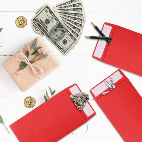 Money Saving Envelopes - 3.5x6.5inch Red Money Envelopes for Cash, 100pack for Coins & Checks