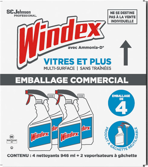 32 oz 4/Carton (327171) SC Johnson Professional Windex Original Glass Cleaner, Fresh Scent, Spray Bottle