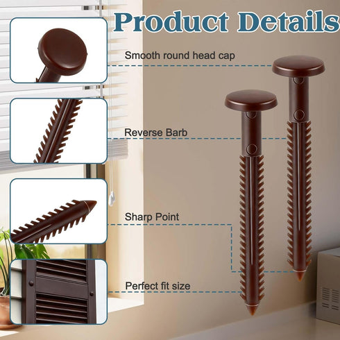 QincLing 60Pcs 3 Inch Vinyl Shutter Fasteners, Window Shutter Panel Pegs Shutter Screws Lok Pins Plastic Shutter Spike