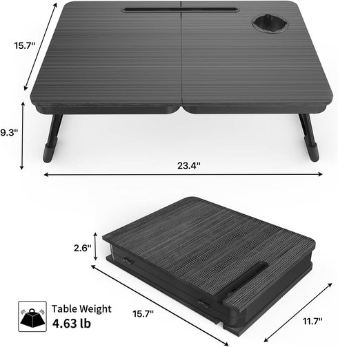 -NEW-006 BUYIFY Foldable Laptop Bed Desk for Couch, Sofa - Large Lap Desk Tray Table with Cup Holder and Tablet Slot
