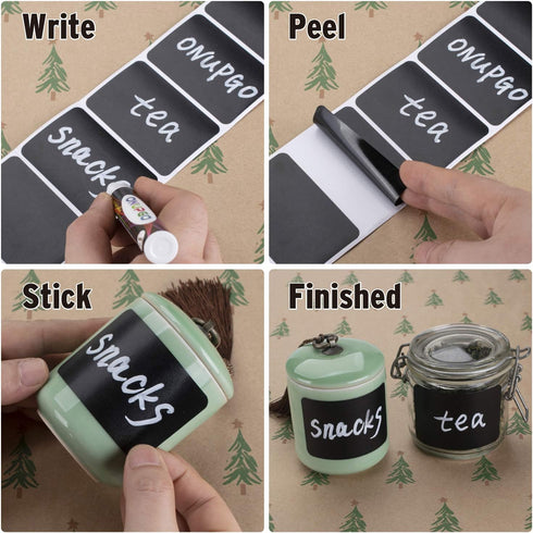 ONUPGO 180pcs Chalkboard Labels, Waterproof Reusable Stickers with 1 Liquid Chalk Marker for Home & Kitchen Organization