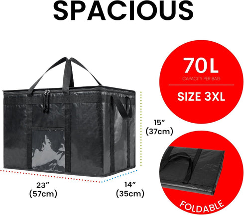 (3XL NZ home Insulated Bags for Food Delivery PRO) Grocery Shopping Cooler Bag, Pizza Delivery, Hot & Cold Catering