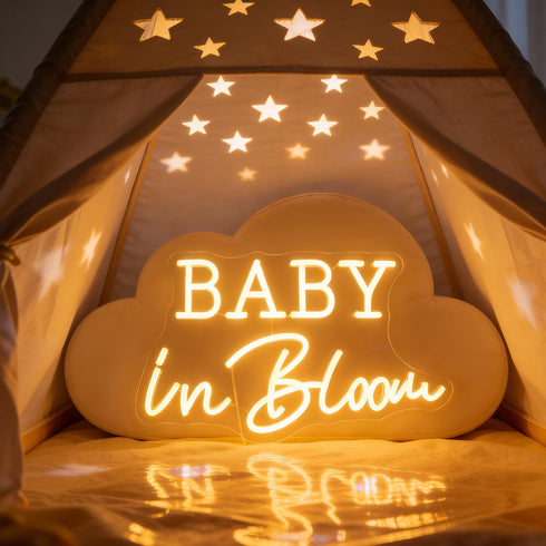 Baby In Bloom Neon Signs Led Gender Reveal Party Boy/Girl Decorations Neon Letters Signs Pregnancy Announcement Party
