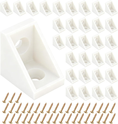 100 Pcs L Shape Bracket 20x20x15mm Plastic Nylon Right Angle Brackets with