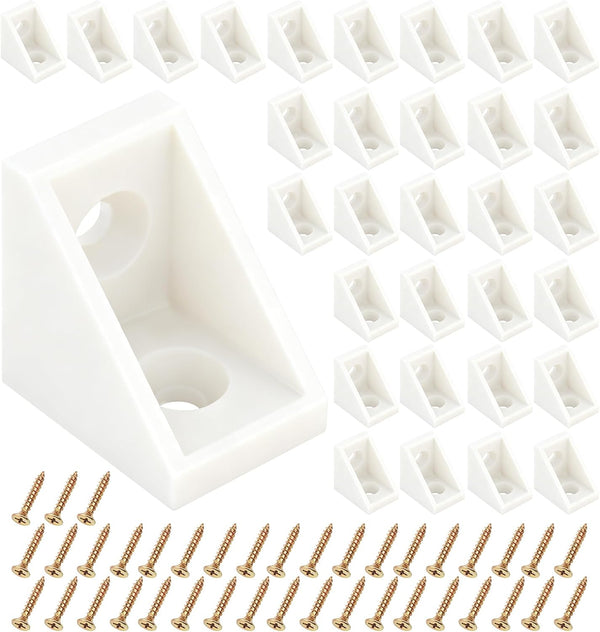 100 Pcs L Shape Bracket 20x20x15mm Plastic Nylon Right Angle Brackets with
