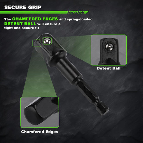 12 1/2-Inch 12-Point Set, 10mm 24mm, 1/2" TecoTek Pieces Drive Deep Metric Impact Socket Cr-V, to Drill Socket Adapter