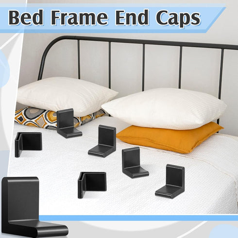 8 1.5 Inch Pcs Bed Frame End Caps - Rubber Angle Iron Caps L Shape Cover Feet - Black Corner Guard Anti Slip Furniture