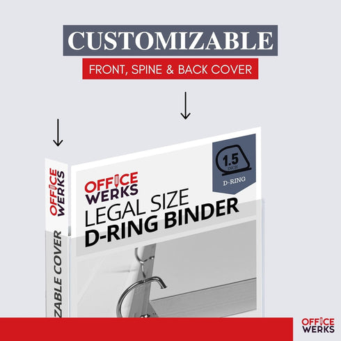 Office Werks Heavy Duty 4-Pack Legal Size View Binder - 14" x 8.5", White, 1.5 Inch D-Ring, Back Mount