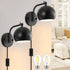 Btvsd Plug in Wall Sconces Set of 2, Adjustable Angle Black Wall Lights