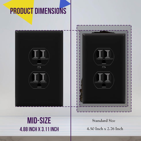 ENERLITES Duplex Receptacle Outlet Wall Plate, Gloss Finish, Mid-Size 1-Gang Electrical Outlet Cover
