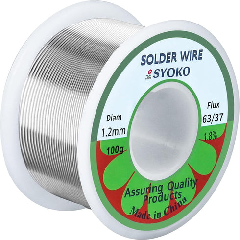 SYOKO 63/37 Soldering Wire, 1.2mm 100g Tin Lead Rosin Core Solder Wire for Electrical Soldering
