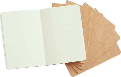 TWONE Pocket Notebook, 6 Pack Mini Notebooks 3.5" x 5.5" Kraft Brown Small Memo Notepad, 30 Sheets, 60 Blank Pages