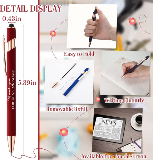 Ctosree 50 Pcs Employee Appreciation Gifts Pens, Inspirational Quotes in Bulk, Thank You Gifts for Coworker, Black Ink
