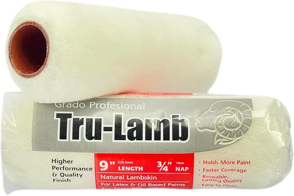 Tru-Lamb 100% Natural Lambskin Professional Paint Roller - 9 x 3/8" - 3 Pack