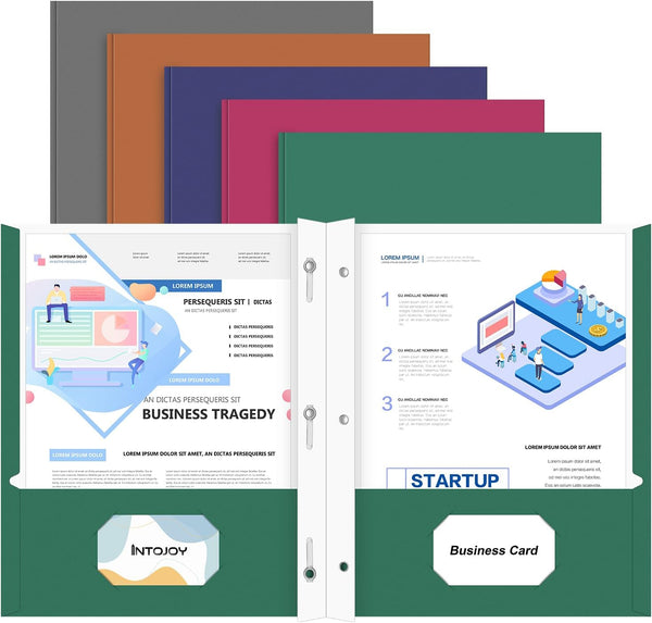 Folders with Pockets | 100 Pack Two Pocket Folders | Business Card Holder Folders for School Office Filing