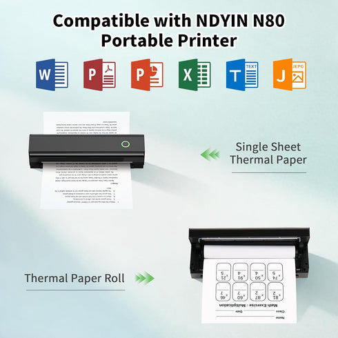 NDYIN 3 8.5"x11" (210 297 mm) N80/D80 Rolls Thermal Printer Paper US Letter Size, x for Portable Printer, BPA free