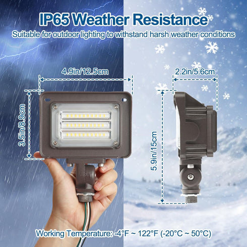 30W 180 3900LM 5000K 100W IP65 100-277Vac, DAKASON LED Flood Light Outdoor, Dusk-to-Dawn Photocell Adjustable Knuckle