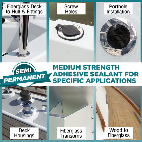10oz Marine Adhesive Sealant 4000/4200 - Fast Cure UV (White) - Semi-Permanent, Flexible Bonding and Sealing