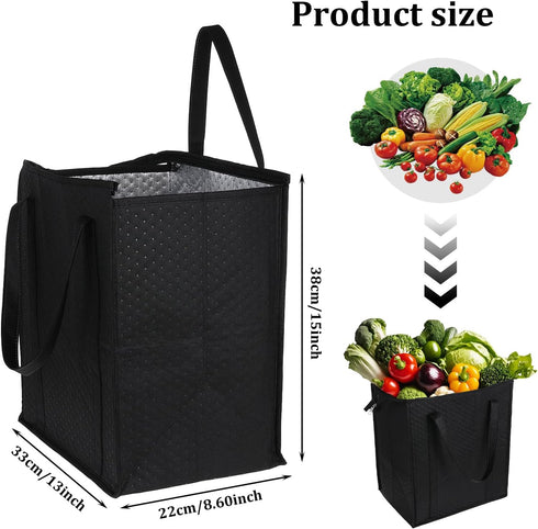 JOUTYFOR 6 Pcs Insulated Shopping Bags For Groceries Large Reusable Cooler Bags Thermal Totes With Zippered Top For Hot