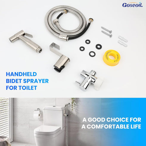 Goseoil Set, Handheld Toilet Bidet Sprayer for Toilet-Adjustable Water Pressure Control with Bidet Hose for Feminine