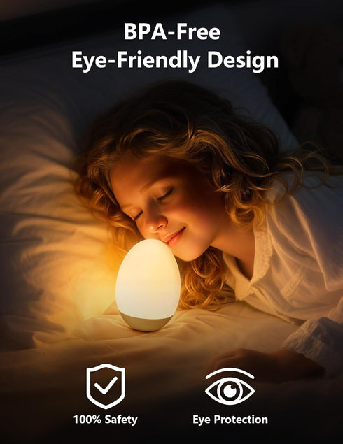 Dimming 7 Egg Night Light for Nursery: Baby Night Lights Tap Lamp Stepless with Warm White and RGB Colors Rechargeable