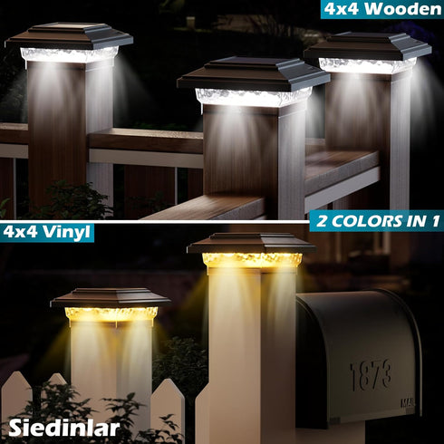 4x4 50 2 4x4 1 Pack) SIEDiNLAR Solar Post Lights Lumens Modes, Post Caps Light Outdoor Waterproof for Wooden Vinyl