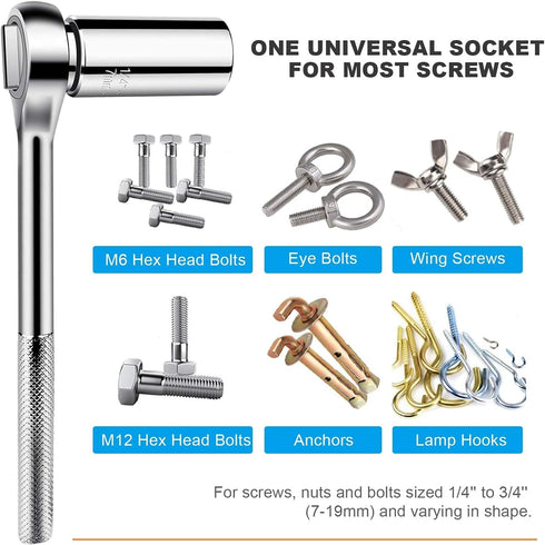 Prowin 3pcs Universal Socket Wrench Ratchet Tool Sets for Men, Father's Day Gifts, Power Drill Adapter, Retract to Form