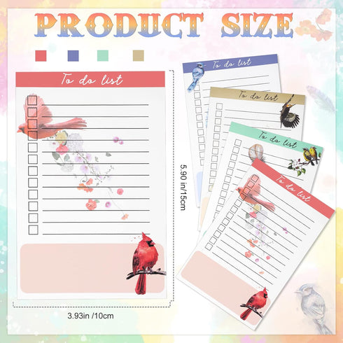 Fumete 4 Pack Bird Lover Gifts for Women Sticky Notes Bird to Do List 200 Sheets Christmas Cardinal Gifts for Women Bird Lover Paper Memo Pad for Business Office School Planner, 4 x 6 Inch by Fumete