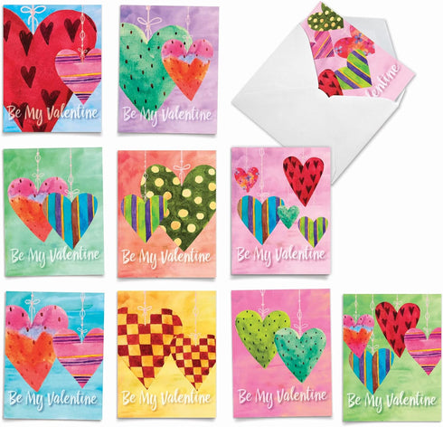The Best Card Company - 10 Boxed Valentine Note Cards with Envelopes - Heartfelt Assorted Greeting Cards for