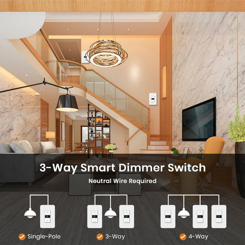 Dimmer 3Way Dimmer 2024 Milfra Smart Switch Digital Display Single-Pole Smart Switch New ModelWorks with Siri, Alexa