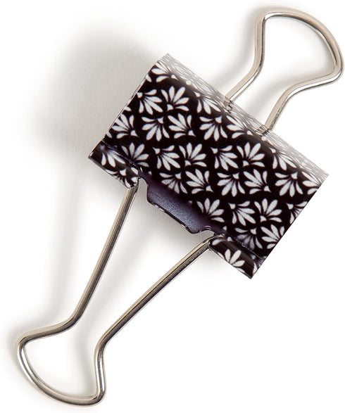 U Brands Fashion Binder Clips, 36 Count Moroccan Monochrome with Silver Prongs, 32mm Office Organization Supplies