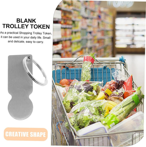 DOITOOL Stainless Steel Shopping Trolley Keychain Token Creative Heat Transfer Opener for Supermarket Carts Blank