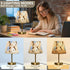 Dimmable ALAZA Table Lamp for Bedroom Nightstand White Daisy Blue Flowers Bedside Lamp with USB Port Fabric Shade Desk