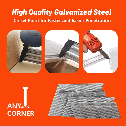 16 Gauge 20-Degree Angled Finish Nails, 2-1/2 inch 1000-Pack Galvanized for Pneumatic Electric Nailer