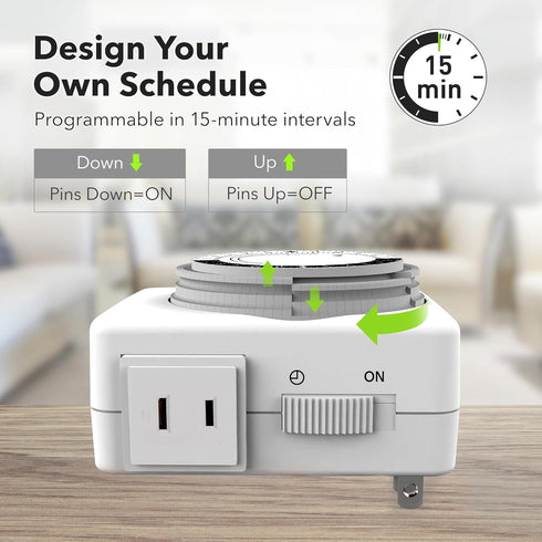 HBN Indoor Timers for Electrical Outlets, 24 Hour Mechanical Outlet Timer, Dual Outlets, Heavy Duty Daily Cycle