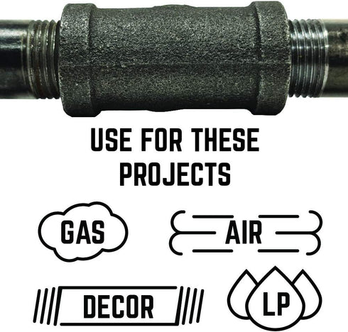 1/2" Plug Fitting, PIPE DECOR Black Malleable Iron Fittings for Standard 1/2 Inch Pipes, 10 Pack