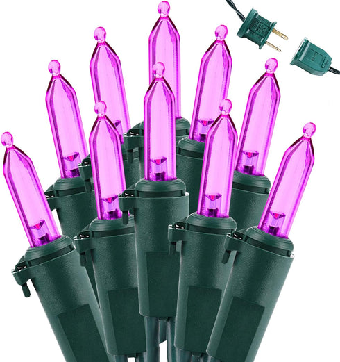 Brizled Purple String Lights, 33ft 100 LED Christmas Lights Outdoor, Connectable Purple