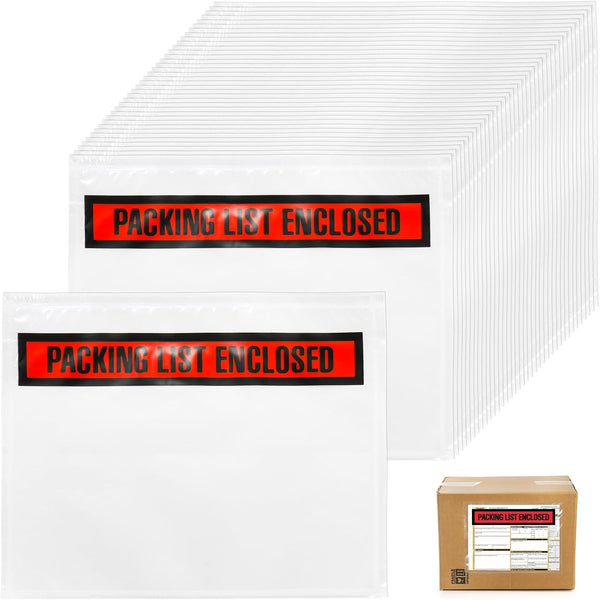 Nicunom 500 Pcs Clear Packing List Envelopes, 7.5" x 5.5" Adhesive Invoice Pouches for Shipping Label Sleeves