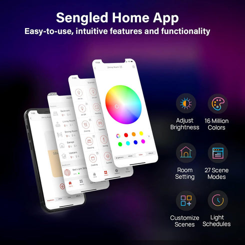 Sengled 16.4ft 16 25,000 Smart LED Strip Lights, Wi-Fi LED Lights Work with Google Home, Million Colors, RGB, Music