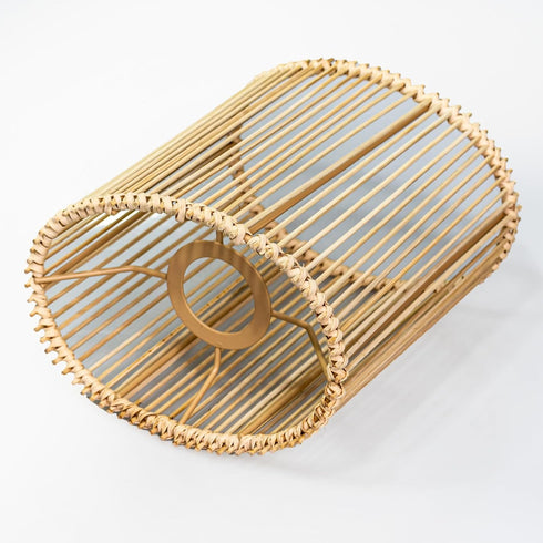 Osasy Woven Wicker Hanging Drum Lamp Shade, Tall Oval, Bamboo Lampshade for Table/Nightstand