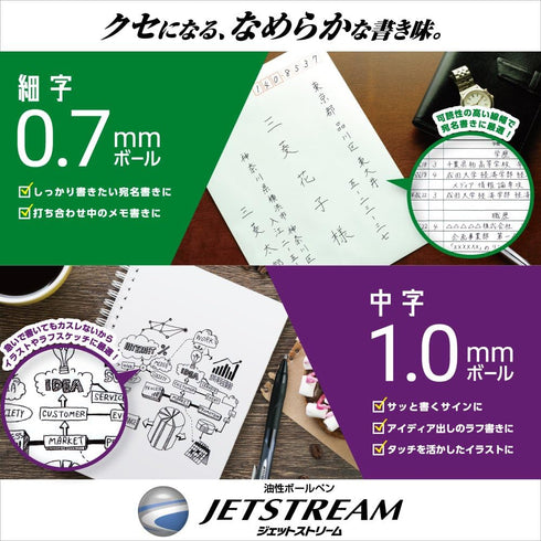 Uni Jetstream Multi Pen 4 in 1, 0.38mm Ballpoint (Black, Red, Blue, Green) & 0.5mm Mechanical Pencil