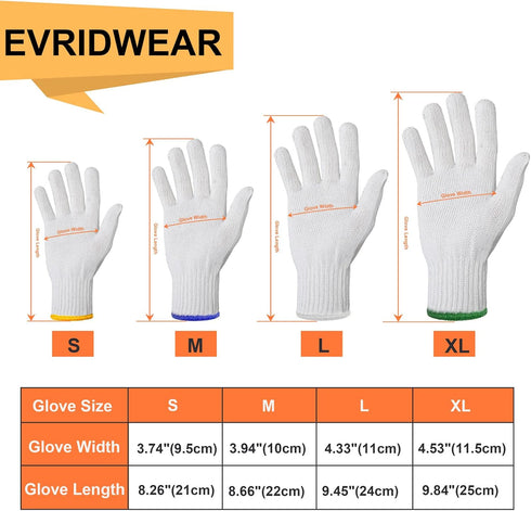 Evridwear Cotton Polyester String Knit Safety Work Gloves, 12 Pairs for Men & Women, Large