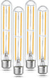 Tubular Light Bulb, 7.3 Inch Dimmable T10 LED Bulb, E26 6W, 60 Watts Edison Bulbs, 2700K Soft White, 4-Pack