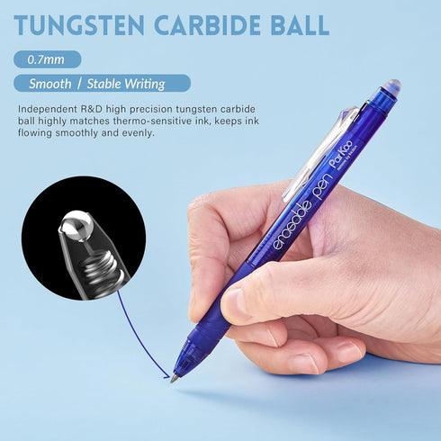 ParKoo 18 Colors Retractable Erasable Gel Pens Clicker, Fine Point 0.7mm, Make Mistakes Disappear, Comfort Grip for Journaling Drawing Writing Planners by ParKoo
