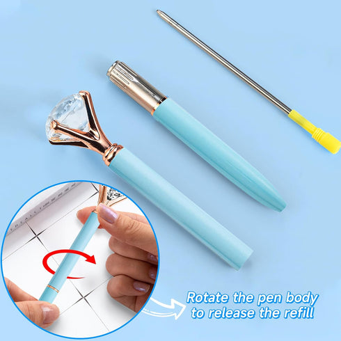 Fancy Pens for Women, 6 Pcs Blue Ballpoint Pens, 1.0mm Medium Point Black Ink for Note Taking