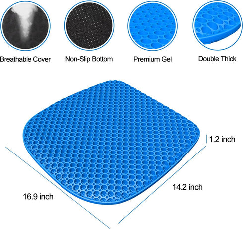 TONINT Large Gel Seat Cushion for Long Sitting with Non-Slip Cover,Soft & Breathable,Seat Cushion